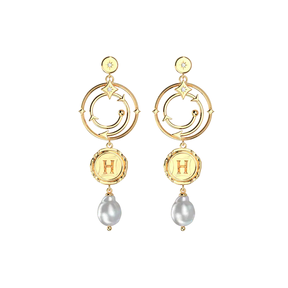 Boucles d'Oreilles Enchantement Harry Potter - Dorées - Licence officielle Warner Bros. - La boutique Aux 2 Balais