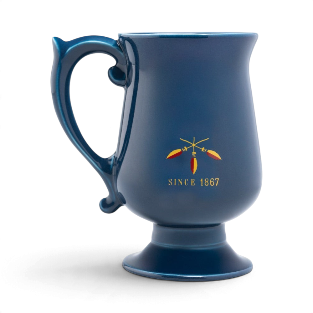 Chope Butterbeer 3D bleue 350ml de La boutique Aux 2 Balais avec logo doré et finition brillante