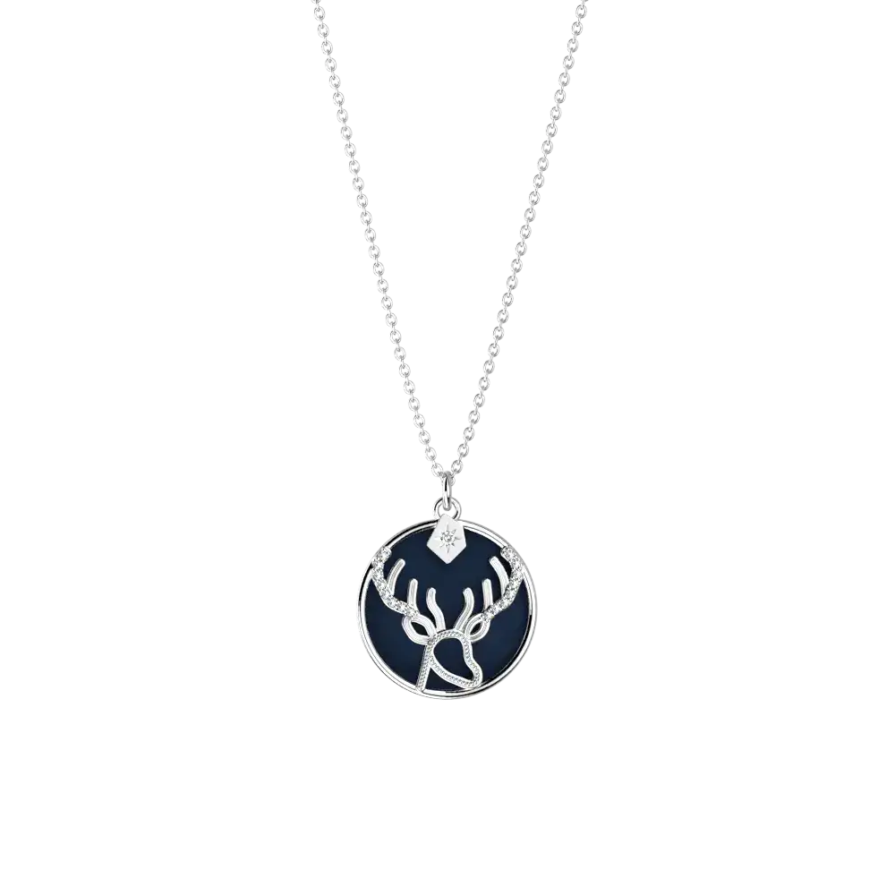 Collier Patronus Cerf Harry Potter - Argenté - Licence officielle Warner Bros. - La boutique Aux 2 Balais