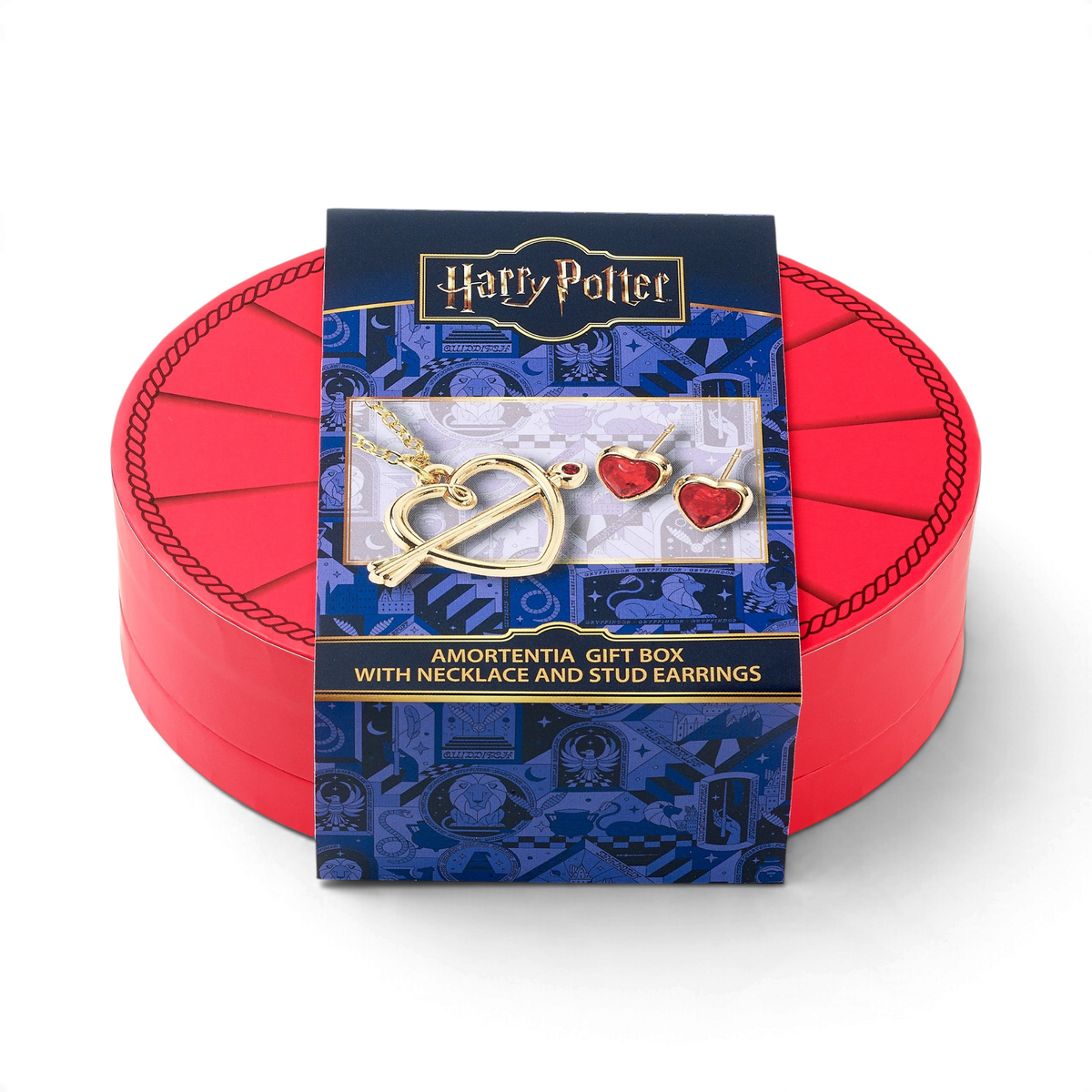 Coffret cadeau La boutique Aux 2 Balais Harry Potter Amortentia avec collier cœur et boucles d'oreilles assorties