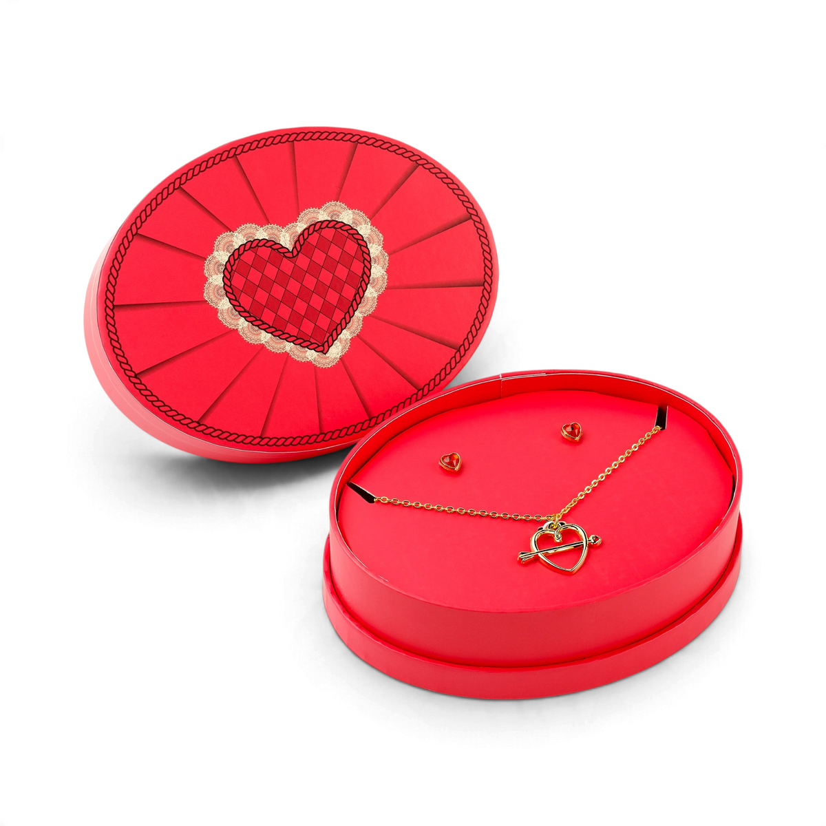 Coffret cadeau La boutique Aux 2 Balais Harry Potter Amortentia avec collier cœur et boucles d'oreilles dorées