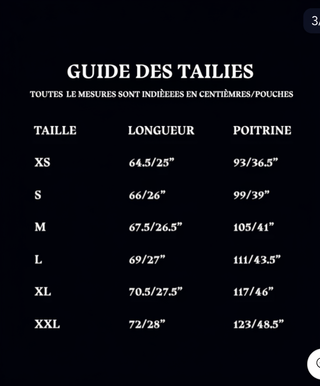 Guide des tailles en français