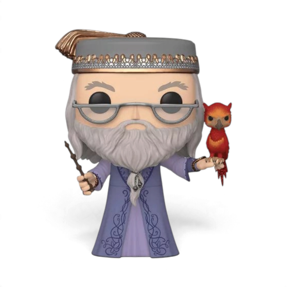 Figurine Funko POP Jumbo Dumbledore avec Fawkes le phénix, tenue violette et chapeau, La boutique Aux 2 Balais
