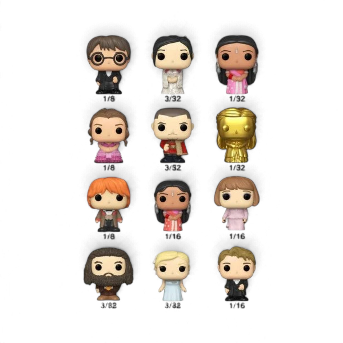 Figurines Funko Bitty Pop Harry Potter La Coupe de Feu en tenue de bal de Noël vendues par La boutique Aux 2 Balais