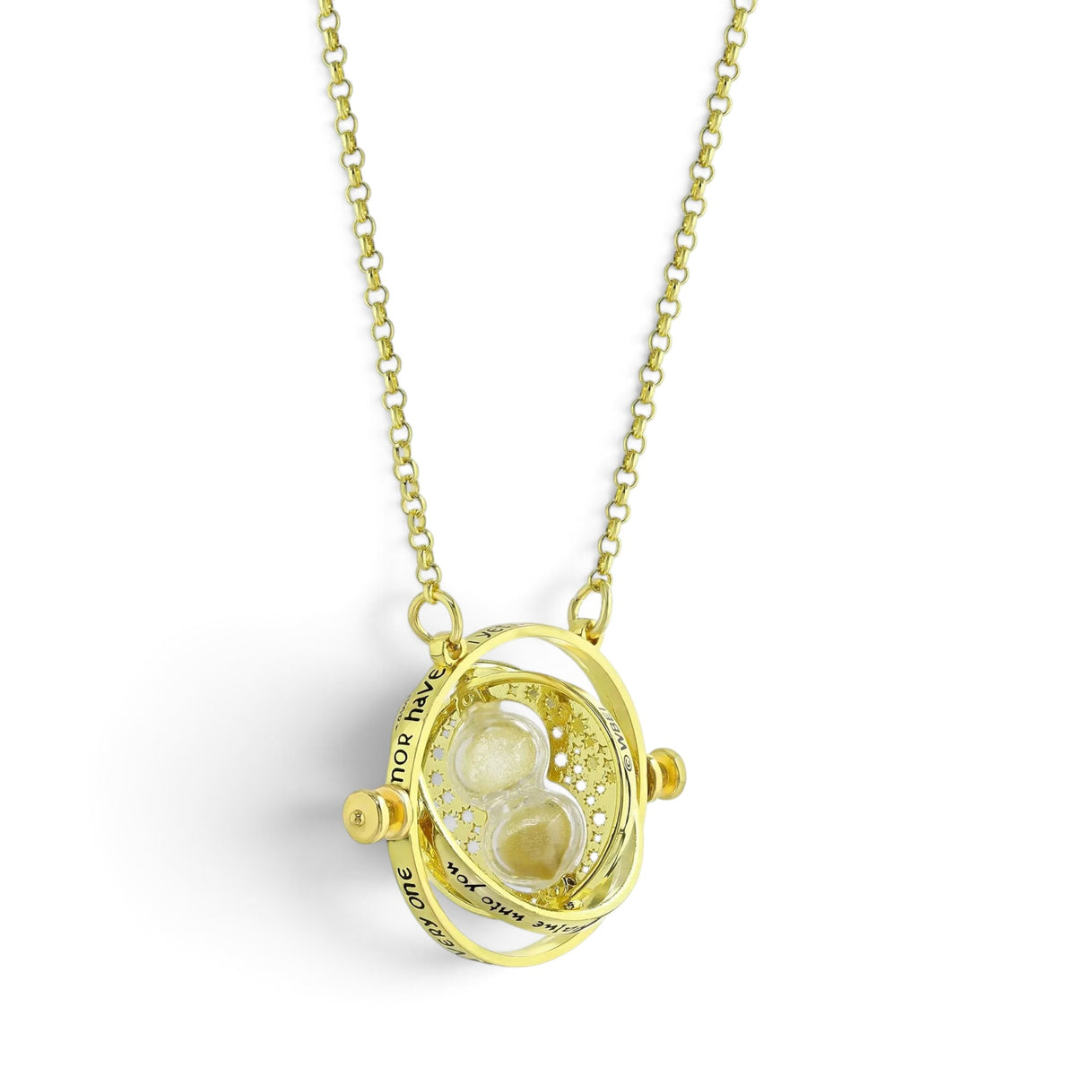 Collier retourneur de temps doré La boutique Aux 2 Balais, réplique fidèle du bijou d'Hermione Granger