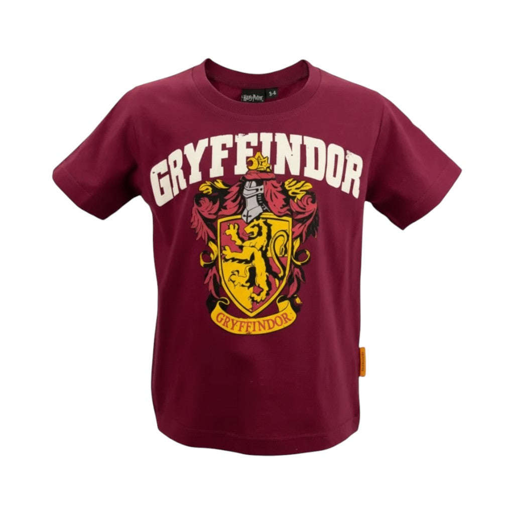 T-shirt enfant La boutique Aux 2 Balais rouge Gryffondor en coton avec blason Harry Potter imprimé effet vieilli