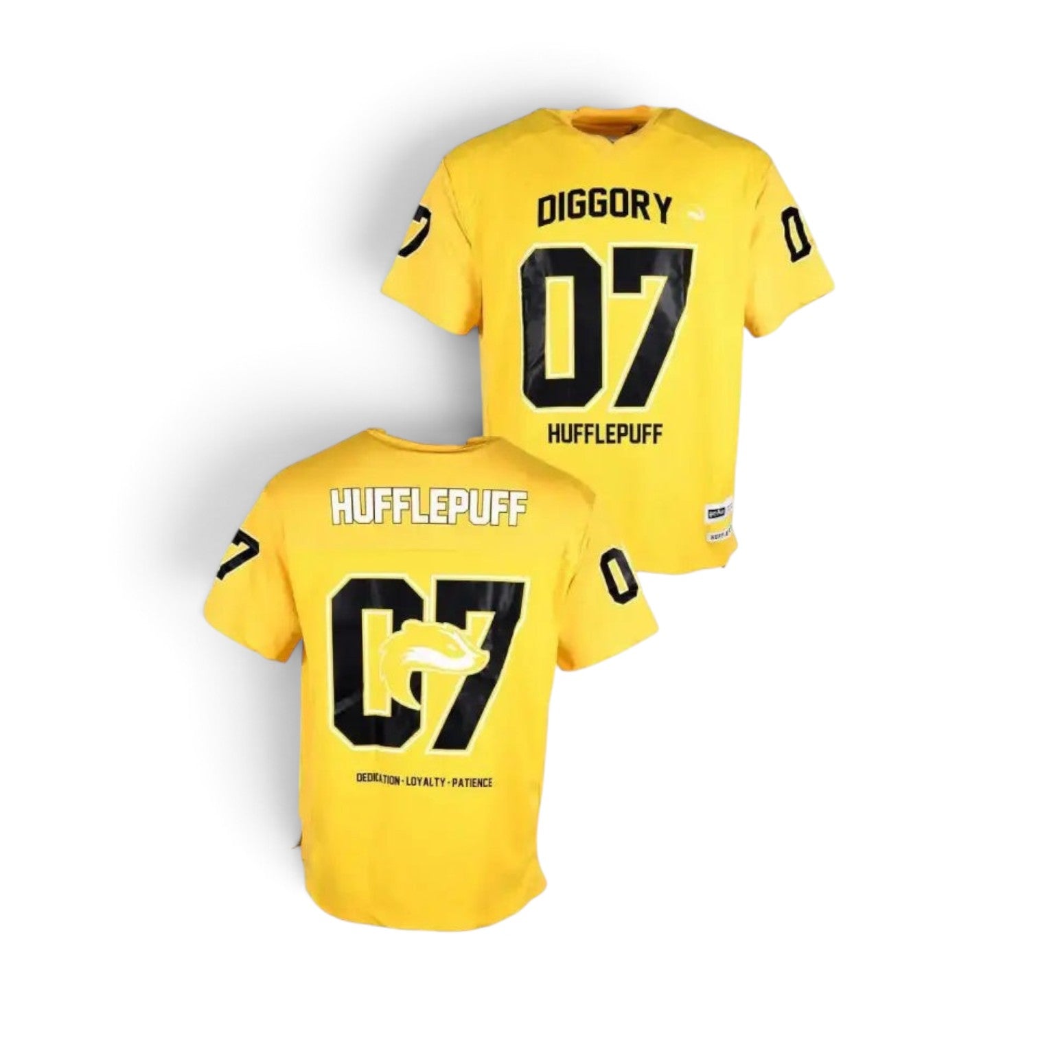 T-shirt de Quidditch La boutique Aux 2 Balais Poufsouffle jaune et noir avec le nom Diggory et le numéro 07