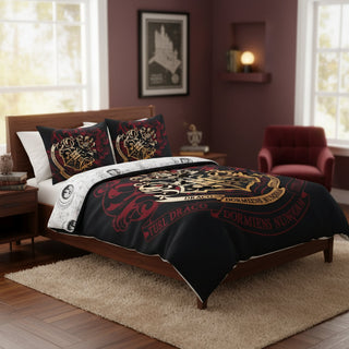 Parure Housse Couette Hogwarts Doré 140x200 cm - Coton 100% -  La boutique Aux 2 Balais