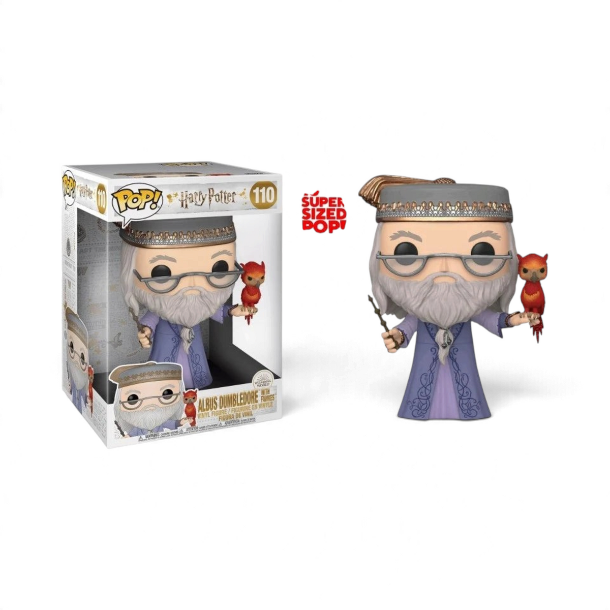 Figurine Funko POP Jumbo Albus Dumbledore avec Fawkes de La boutique Aux 2 Balais, version 10 pouces en vinyle