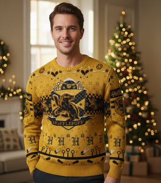 Pull Noël Poufsouffle Quidditch - Unisexe - La boutique Aux 2 Balais
