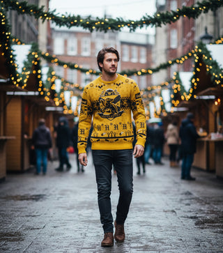 Pull Noël Poufsouffle Quidditch - Unisexe - La boutique Aux 2 Balais